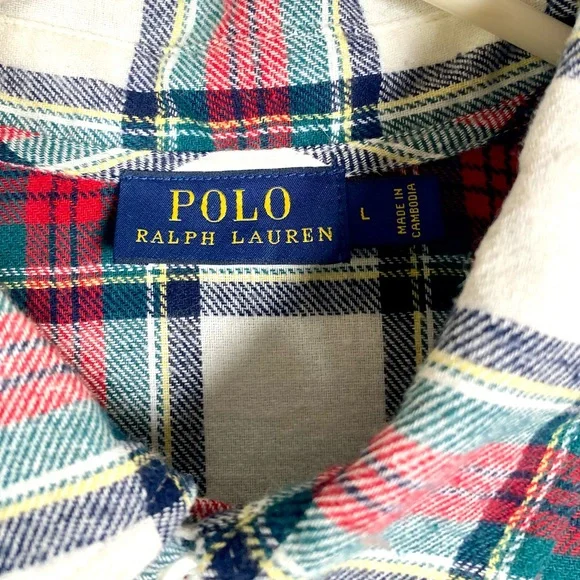 Mens Polo Ralph Lauren Plaid Long Sleeve Button Up Shirt Size Large - Picture 2 of 7